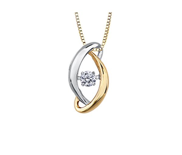 PENDENTIF EN OR JAUNE ET BLANC SERTI D'UN DIAMANT DANSANT PENDENTIF EN OR JAUNE ET BLANC SERTI D'UN DIAMANT DANSANT